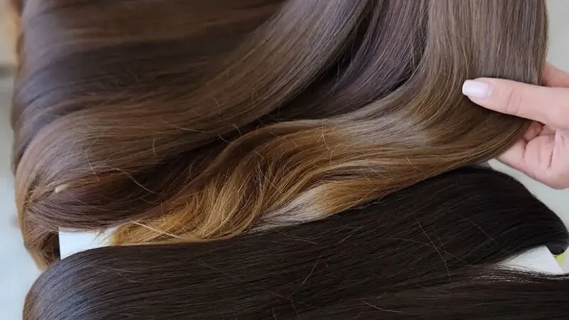 Aplicação profissional de mega hair fita adesiva em salão